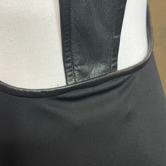 KOKIN New York Black Leather-Trim Halter Gown Size 10 Elegant Evening Statement - Picture 7 of 16